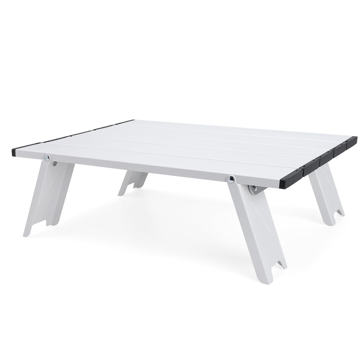 Outplea Mini Camping Table, Portable Outdoor Small Folding Table with Carry Bag, Ultralight Aluminum Foldable Table for Camping Picnic Tailgate Tent, White