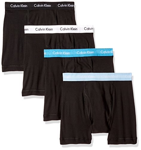 Calvin Klein Men's Cotton Classics Multipack Boxer Briefs, Black/Clear Water/Rapid/White, Large