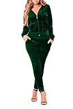 Pink Queen Women Velvet Long Sleeve Full-Zip Jacket Jogging Pants Suit Tracksuit