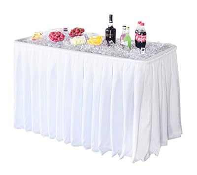Giantex 4 Foot Party Ice Folding Table Plastic with Matching Skirt White