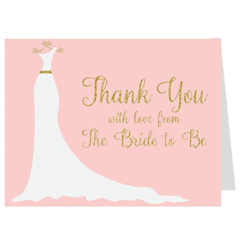 Buy Bridal Shower Thank You Cards, Wedding Dress, Simple Gown, Gown