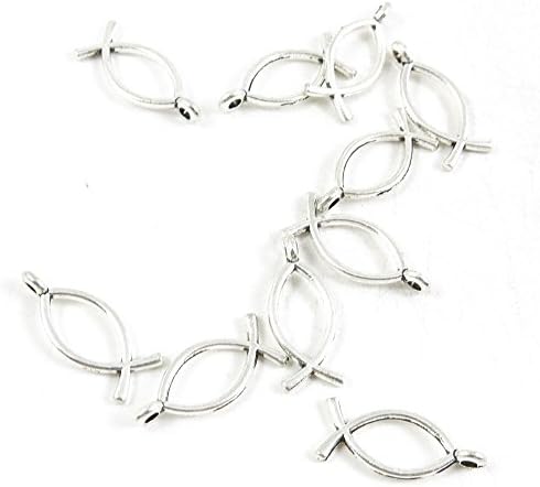 10 Pieces Antique Silver Tone Jewelry Making Charms Supply ZY1478 Jesus Christian Fish