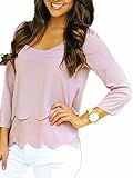 Persun Women Open Back Two-layer Scallop Trims Blouse