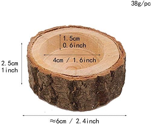 Yikko Wooden Candleholder Set, Votive Tealight Holder for Wedding Centerpieces for Table Halloween, Brown, 2.36Wx0.98H - Image 5