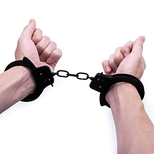 SYOSIN Toy Metal Handcuffs with Keys Police Role PlayParty Supplies Cosplay Costume Accessory Pretend Play Hand Cuffs for Kids(Black) - Thumbnail 5