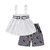 PanDaDa Toddler Baby Girl Summer Suit Sleeveless Top + Cherry Printed Short Pants Sets