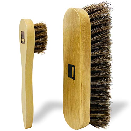 Premium Horsehair Shoe Shine Brush and Polish Applicator Set Shoe