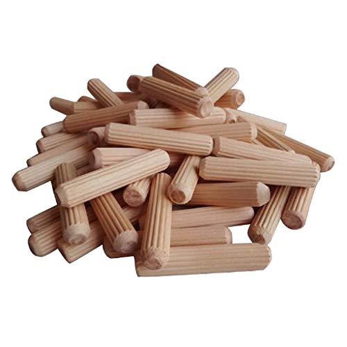 100Pcs Wooden Dowel Cabinet Drawer Round Fluted Wood Craft Dowel Pins Rods Set Furniture Fittings - 6x40mm