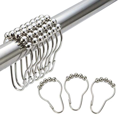 Zengest Shower Curtain Rod with Curtain Hooks, Curtain Rods for Windows and Shower 42 to 76 Inches, 12 Pack Shower Curtain Hooks/Ring - Thumbnail 6