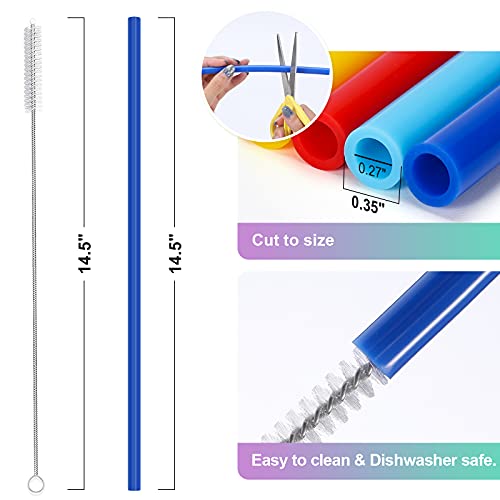 12 Pack, Extra Long 14.5 inch Reusable Silicone Straws for Large Water
