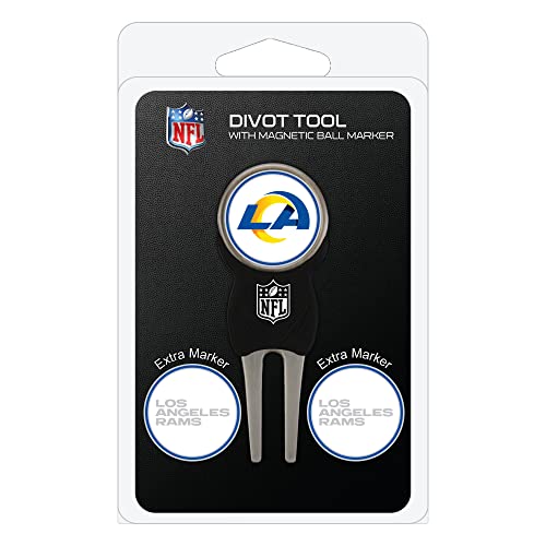 Team Golf NFL Los Angeles Rams Divot Tool Pack With 3 Golf Ball Markers Divot Tool with 3 Golf Ball Markers Pack, Markers are Removable Magnetic Double-Sided Enamel