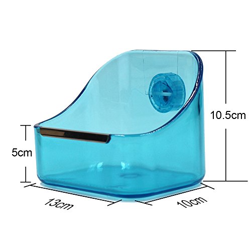 MoMaek Small Animal Supplies Plastic Pet Rabbit/Guinea Pig/Galesaur/Hamster Grass/Food/Water Double Use Container/Feeder/Bowl/Dish (Light blue) - Thumbnail 2
