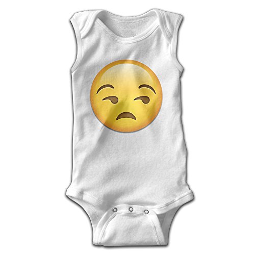 Dream-R Unamused Face Emoji Newborn Babys Boy's & Girl's Sleeveless Romper Bodysuit Outfits For 0-24 Months White Size 24 Months