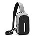 Sling Bag with USB Charging Port & Headphone Hole, Smart Crossbody Bag College School Chest Casual Daypack Travel Shoulder Backpack for Women Men Outdoor Sport Gym Hiking Cycling Day Trip - Gray