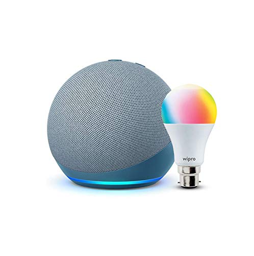 Echo Dot (4th Gen, Blue) Combo with Wipro 9W LED Smart Color Bulb – Smart Home Starter Kit Echo Dot (4th Gen, Blue) Combo with Wipro 9W LED Smart Color Bulb – Smart Home Starter Kit