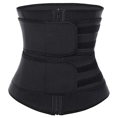 DEYACE Women's Waist Trimmer, Latex-Free Neoprene Waist Trainer Corset for Weight Loss, Steel Boned Sauna Sweat Belt Sport Girdle Body Shaper (Black, L)