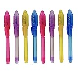 Dazzling Toys Invisible Ink Pen Built in UV Light Pack of 8 Magic Marker Spy Pen