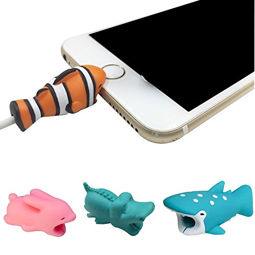 Unpara Cute Cable Bite for Iphone Smartphone Cable Cord Animal Phone Accessory Protects (Clownfish)