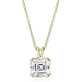 BERRICLE Sterling Silver CZ Solitaire Pendant Necklace for Women, Gold Flashed, Cubic Zirconia - Asscher, Emerald, Heart Shaped, Princess, Round Cut
