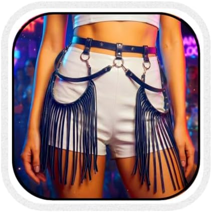 Cowgirl Fringe Belt PU Leather Tassel Waist Harness Belt Women Costume Accessory Amazon.com: haozaikeji Women Leather Tassel Waist Belt  main image 2