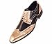 Amali Mens Two-Toned Black and Metallic Gold Dress Shoe with Wing-Tip and Perforated Detail: Style 5846 Metallic Gold-035
