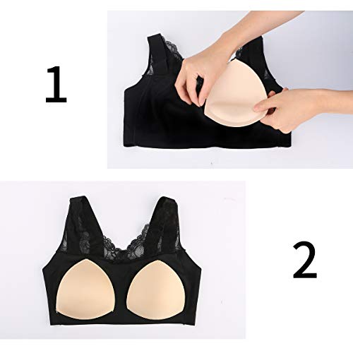 Bra Pads Inserts 4 Pair, Women's Breathable Comfortable Sport Bathing Suit Bra Pads by Alrigon (3 COLOR)