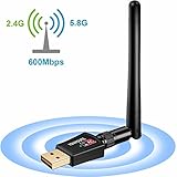 Wifi Adapter, YOUYOUTE 600Mbps Dual Band (2.4G/150Mbps+5G/433Mbps), Wireless USB 802.11N/G/B Antenna Network Dongle Adapter for Windows XP/Vista/7/8/8.1/10 (32/64bits) MAC OS