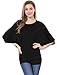 Allegra K Women's Batwing Sleeve Boat Neck Loose Casual Tunic Tops XL Black