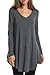 Hotouch Womens Long Sleeve Blouse Shirts Solid Casual Blouses Shirt (Grey L)