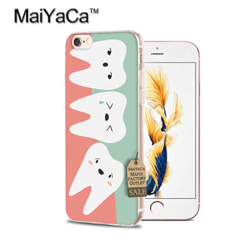 MISC Blue Orange Dentist Theme iPhone XR Case White Teeth Pattern Cover Cute Funny Themed Tooth Dentistry Oral Cartoon Anime Patterned Cellphone Protector, Plastic