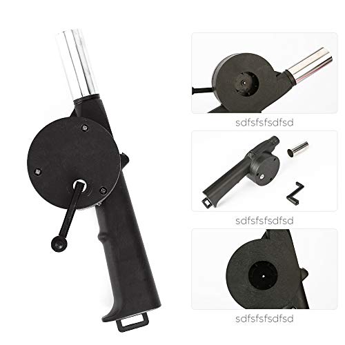 Bosiwee Outdoor Cooking Fan Air Blower 2 Pack, Portable Air Blower Barbecue Fire Bellows Hand Crank Tool for Picnic Camping Stove Accessories - Thumbnail 2