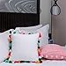 NSSONBEN White Pom Pom Pillow Covers - Soft Velvet Decorative Cushion Cases for Couch Home 16 x 16 Inch Set of 2 (White)