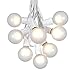 G50 Patio String Lights with 25 Frosted White Globe Bulbs – Wedding Outdoor String Lights – Market Bistro Café Hanging String Lights – Patio Garden Umbrella Globe Lights - White Wire - 25 Feet