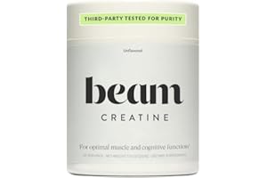 Beam Creatine Powder, Third Party Tested, Micronized Creatine Monohydrate Supplement, Creatine for Women and Men, Muscle Strength, Workout Recovery, Health and Wellness Gift, 30 Servings, Unflavored