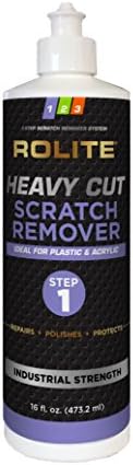 Rolite Heavy Cut Scratch Remover for Plastic &amp; Acrylic Surfaces including Marine Strataglass &amp; Eisenglass, Headlights, Aquariums, Retail Displays and Other Clear Plastic Surfaces (16 fl. oz.)