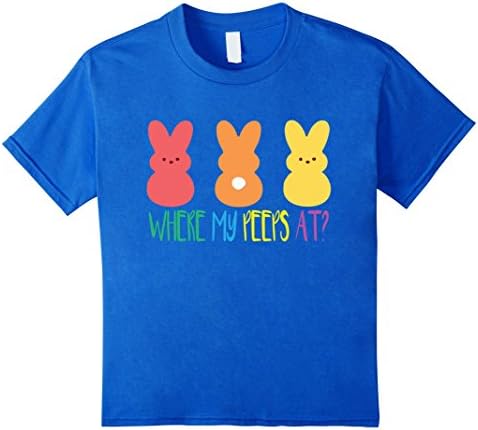 Kids Cute Where My Peeps At Easter Bunny T-Shirt 12 Royal Blue