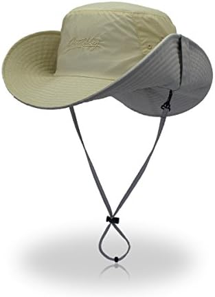 Outdoor Bucket Boonie Cap Sun Protection Fishing Camping Boating Hats Wide Brim (Khaki)