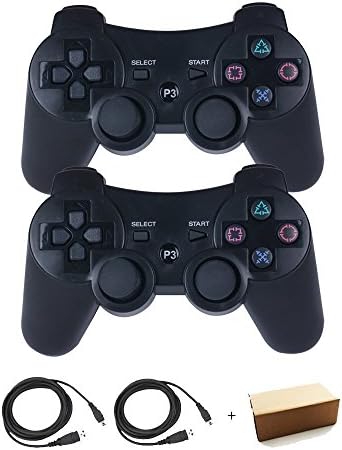 Kepisa Wireless Bluetooth Controller For PS3 Double Shock - Bundled with USB charge cord (Black and Black)