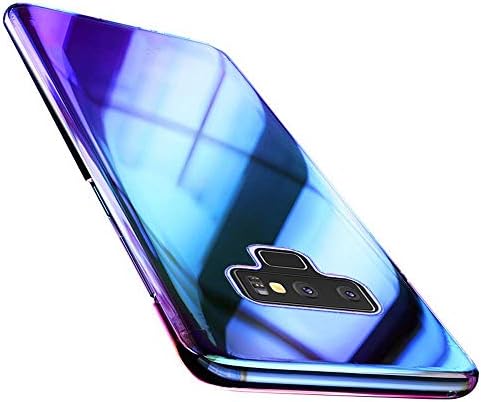 Galaxy Note 9 Case, ZHFLY Luxury Ultra Thin Gradient Colorful Transparent Shiny Hard PC Clear Glossy Fashion Mirror Protective Back Cover & Tempered Glass Screen Protector for Samsung Galaxy Note 9