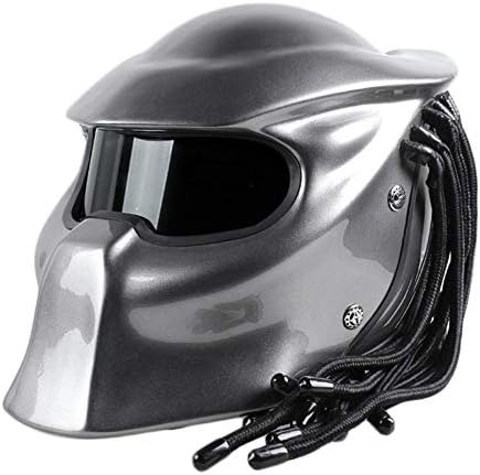 LI DANNA Predator Motorcycle Helmet Full Face Iron Warrior Man Helmet DOT Safety Certification, Grey-XL