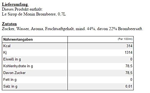 Monin Beeren Set (6 x 0.7l Flaschen: Brombeere, Schwarze Johannisbeere, Erdbeere, Heidelbeere, Himbeere, Cranberry) – Bild 3