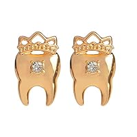 SephSmith Medical brooches Collection Crystal Caduceus Neuron Ambulance Test Tube Syringe Tooth pins Gold Silver Jewelry for Doctor Nurse (Earrings g)