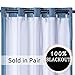 Rose Home Fashion Thermal Insulated Blackout Curtain Liner 2 Panels Per Set-Ring Included- 100% Darkening Blackout Liner for 63 Inch Curtains, Greyish White, W50 x L59