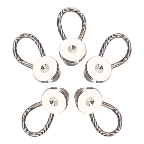 Fit Collar Extenders | 5pcs 10mm/0.38" No Sewing Metal Collar Neck Extenders Button Expander | Extra 1" Space for Comfy Uniform Suit Men Shirt Maternity Dress Coat Pants with Elastic String | 920.3