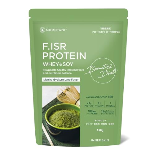 エフドット ISRプロテイン エフドットISRプロテイン【宇治抹茶＆玉露ラテ風味】450g ソイ ホエイ ダイエット 腸活 女性 置き換え 国内製造