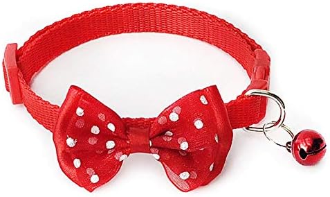 ZHUOTOP Adjustable Cat Collars Cute Bow-tie with Bell, Safety Identification Collars for Puppy Dogs, Kitten and Other Small Pets (Red)