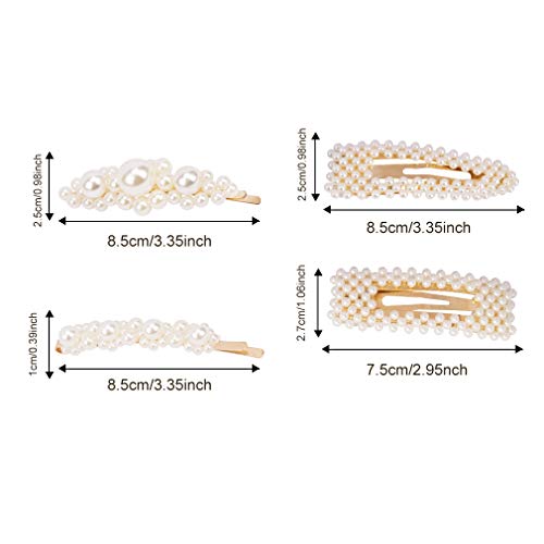 Cubaco Pearls Hair Clips for Women Wedding Bridal,Hair Barrettes Hair Pins 5 Pack Gold Different Shapes Clip Hair Styling Tools Accessories for Women Gifts - Thumbnail 4