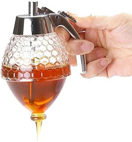 TopFar Honey Dispenser Transparent Acrylic Honeycomb 200ml Honey Pot Muffins Companion