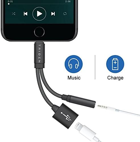 Lightning Splitter adapter for Apple iPhone 7 / 7 Plus iPhone 8 / 8 Plus 2-in-1 Audio Headphone Aux Cable and Charge Dual 3.5mm Jack &amp; Charging (Compatible with iOS 11)