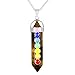 BEADNOVA 7 Chakra Natural Brown Tiger Eye Gemstone Necklace Hexagonal Healing Pendant Necklace Stainless Steel Chain 18